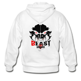 Beastmode Heavy Blend Adult Zip Hoodie - white