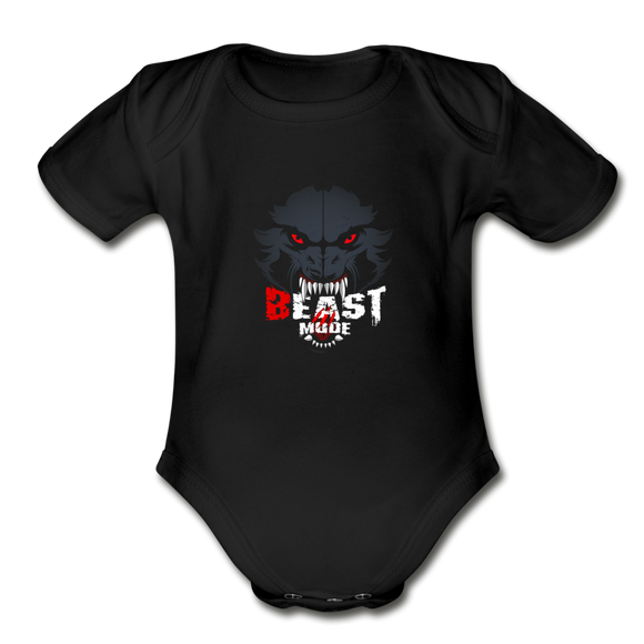 Beastmode Organic Short Sleeve Baby Bodysuit - black