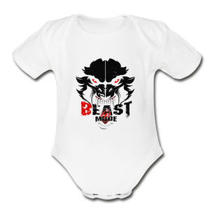 Beastmode Organic Short Sleeve Baby Bodysuit - white