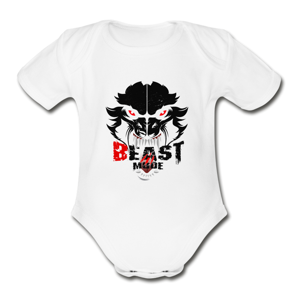 Beastmode Organic Short Sleeve Baby Bodysuit - white